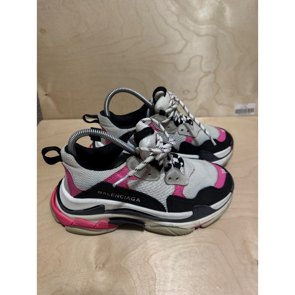 Balenciaga Triple S Sneakers White Black Pink Women's Size 38 EU US 7.5-8 Chunky